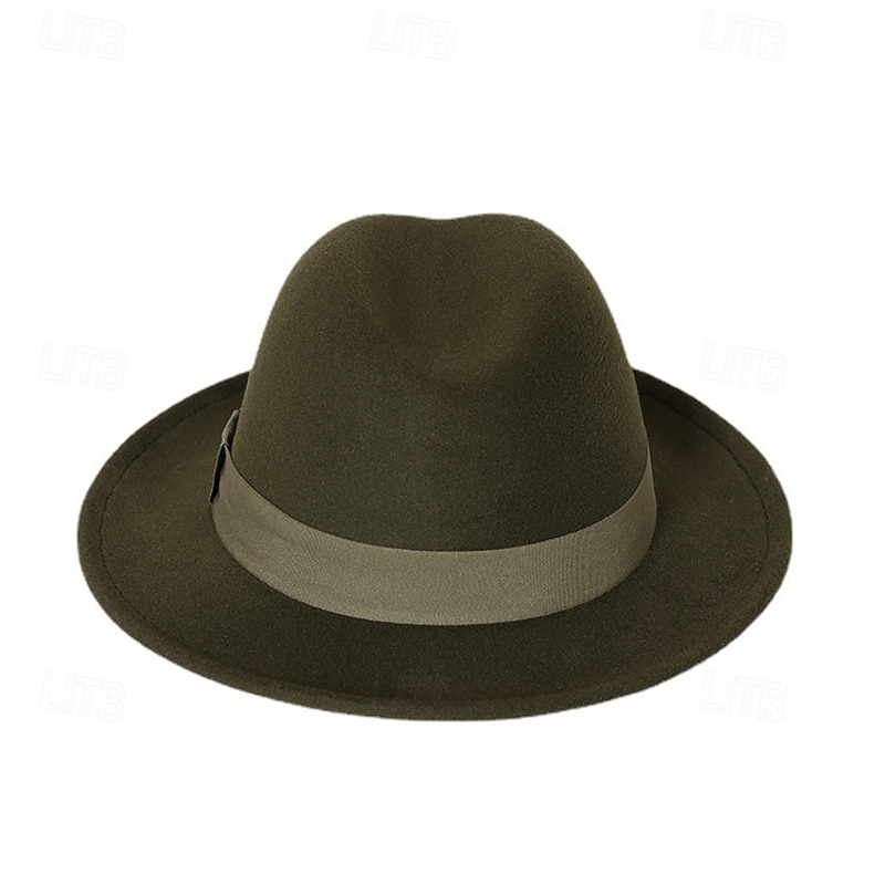 Fashion Men Fedoras Soft Vintage Hamburger Hat Men's Top Hat Woolen Blend Cap Gentleman Felt Hat2