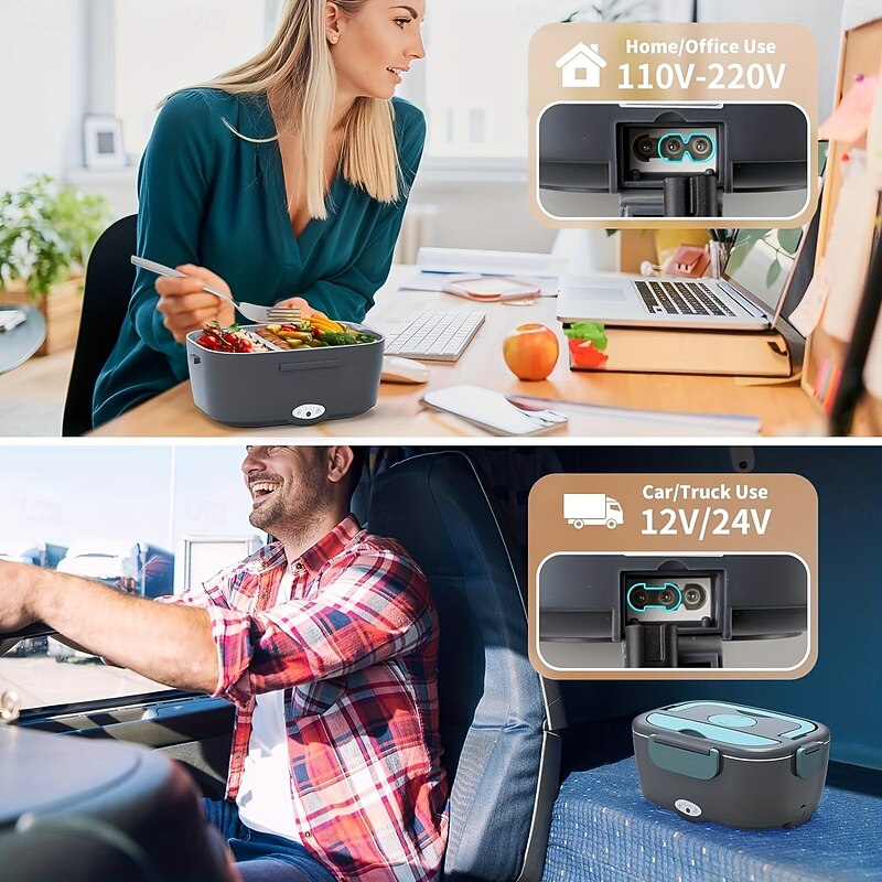 Electric Lunch Box Portable Fast Heating Lunch Box 1.5L Stainless Steel Container Adult Food Warmer Suitable for Cars2