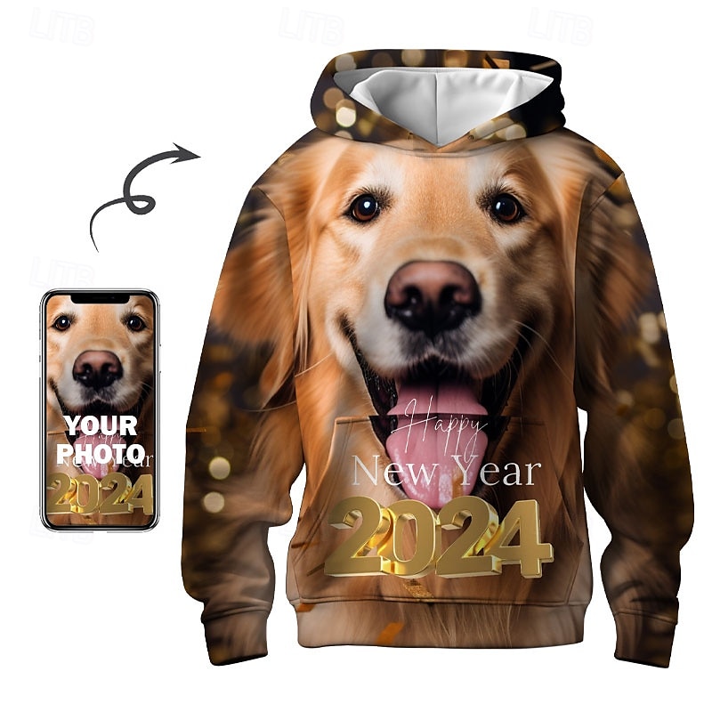 Animal Dog Men's Daily 3D Print Hoodie New Year Holiday Going out Hoodies Custom Print Red Long Sleeve Hooded Print Spring &  Fall Designer Hoodie Sweatshirt2