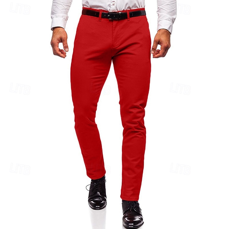 Men's Trousers Chinos Chino Pants Pocket Plain Comfort Soft Outdoor Daily Going out Fashion Casual Black White4