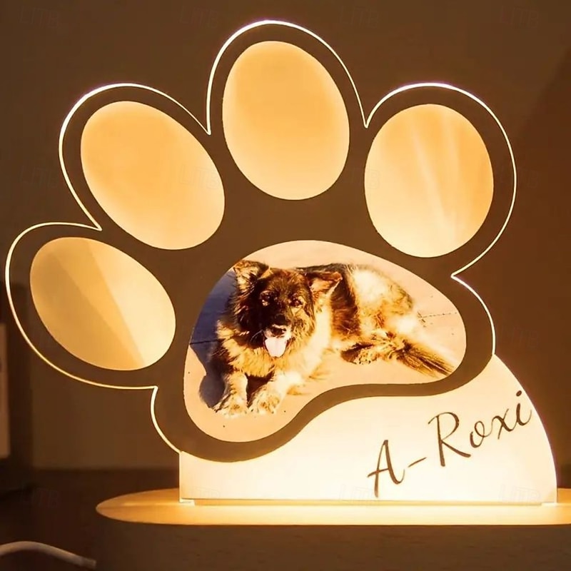 Personalized Light Up Photo Frame Custom Dog Paw Acrylic Night Light Memorial Lamp Unique Gift for Pet Lovers Ideal for Home Living Room and Office Decor2