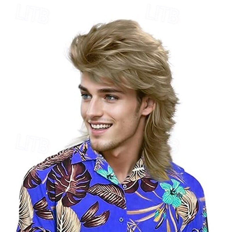 Wigs For Men Joe Dirt Costume 80s Funny Wigs Heat Resistant Synthetic Pop Rock Wig For 70s Mens Fancy Party Cosplay Carnival Or Fun Halloween Wigs2