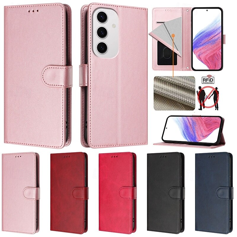 Phone Case For Samsung Galaxy S25 S24 S23 S23 FE S22 S21 Ultra Plus A55 5G A35 5G A25 A15 Back Cover with Stand Holder Magnetic with Wrist Strap Retro TPU PU Leather