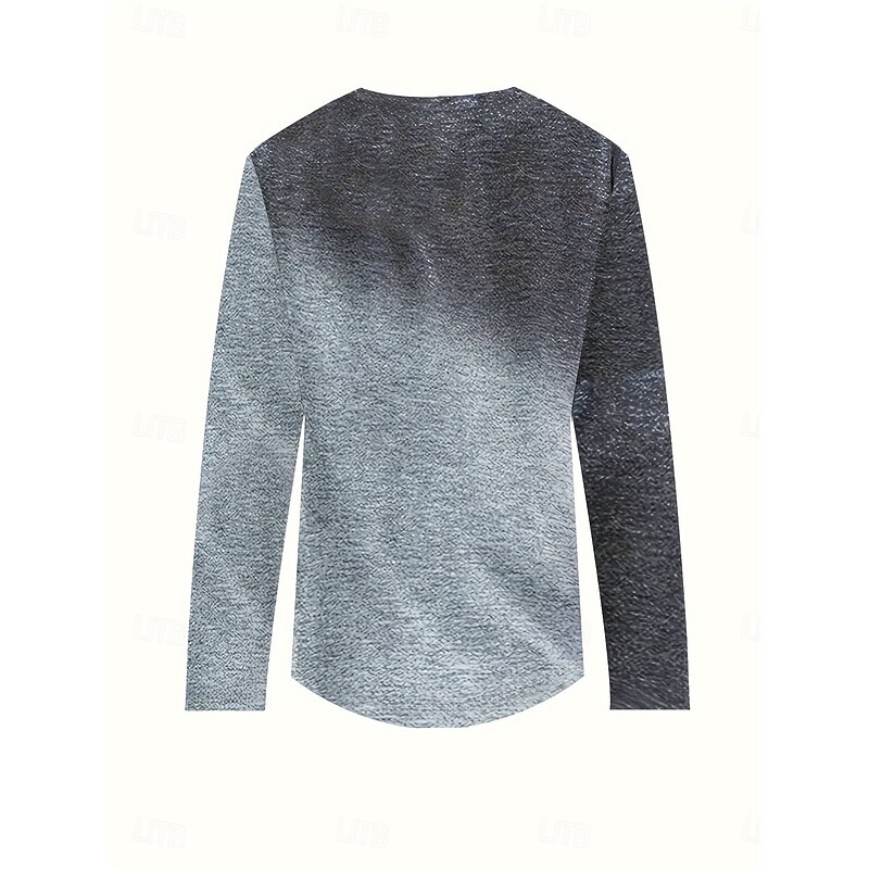 Women's T shirt Crew Neck Long Sleeve Tunic Casual Print Regular Tops Daily Khaki Gray Spring Fall2