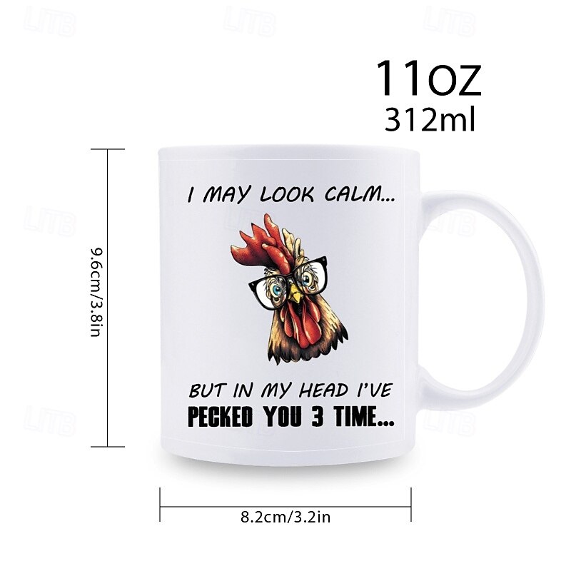 Chicken Coffee Mug - Personalized Ceramic Mug, Novelty Design for Summer and Winter Drinks - Cute Couple Style, 11 oz - Ideal Party Favor and Christmas Gift3