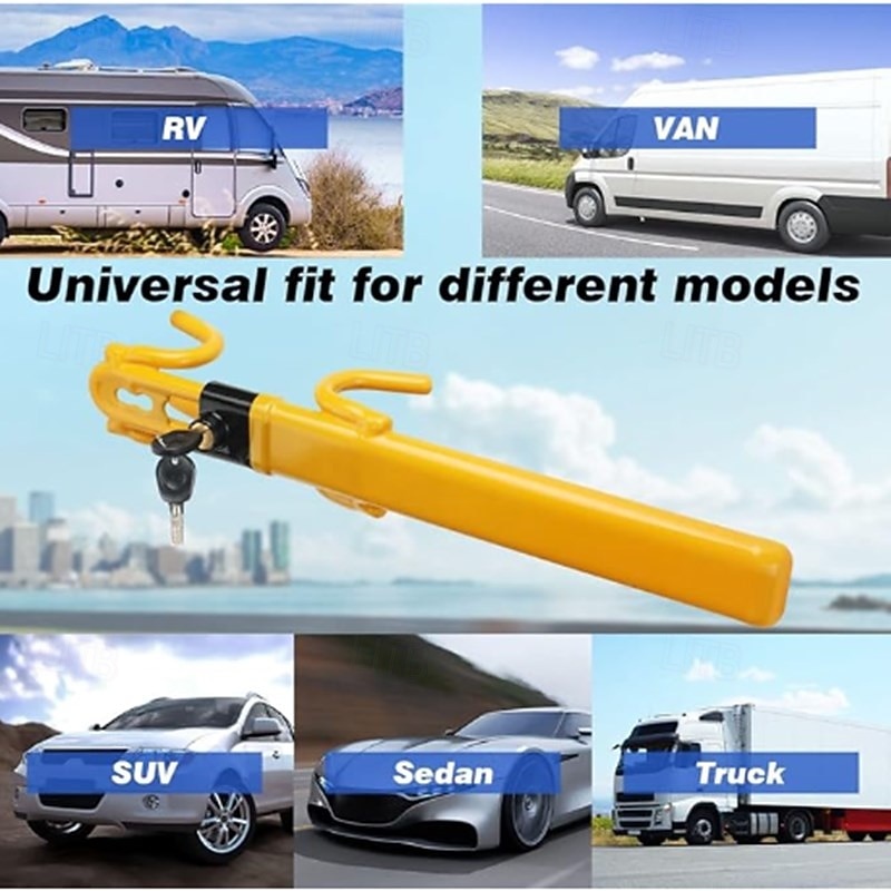 Steering Wheel Lock Anti Theft Car Device Steering Wheel Lock Anti-Theft Device Adjustable Length Clamp Double Row Atom Keys Steering Lock Car Steering Wheel Lock Heavy Duty Secure Device4