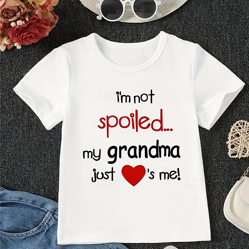 100% Cotton Kids Girls' White Cartoon Letters T shirt Tee Crew Neck Short Sleeve Outdoor Daily Vacation Classic Casual Print Summer2