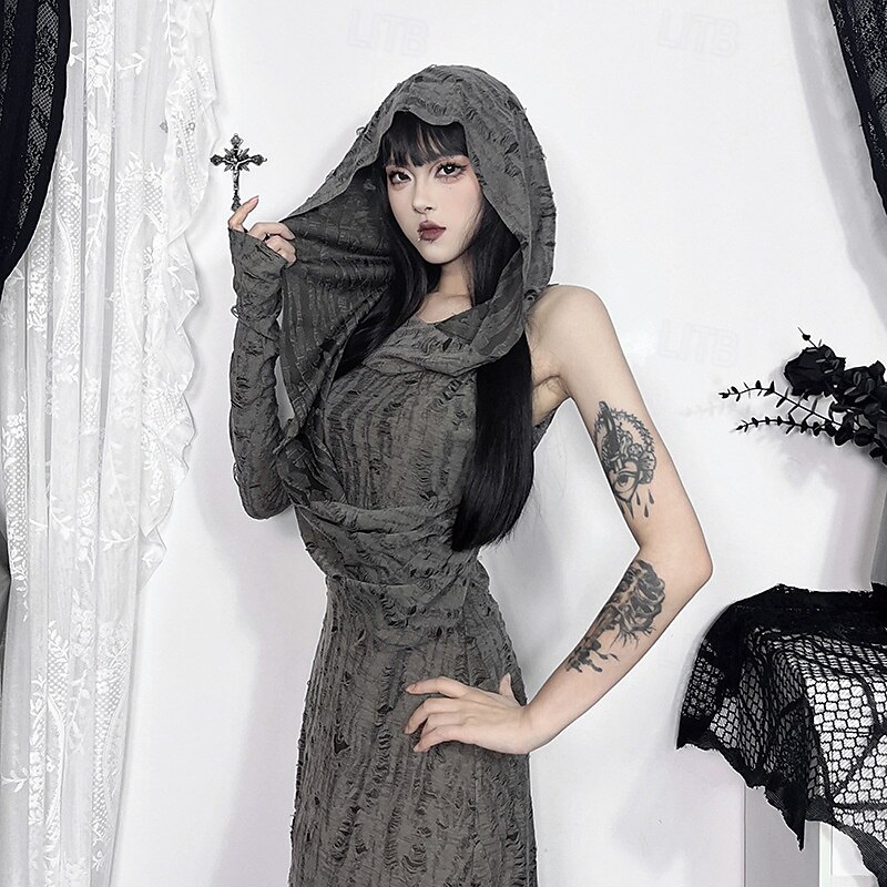 Retro Vintage Punk & Gothic Wasteland punk style Slit Dress Side Slit Dress Goth Girl Fancy Dress Women's Fantasy Masquerade Party / Evening Adults' Dress4