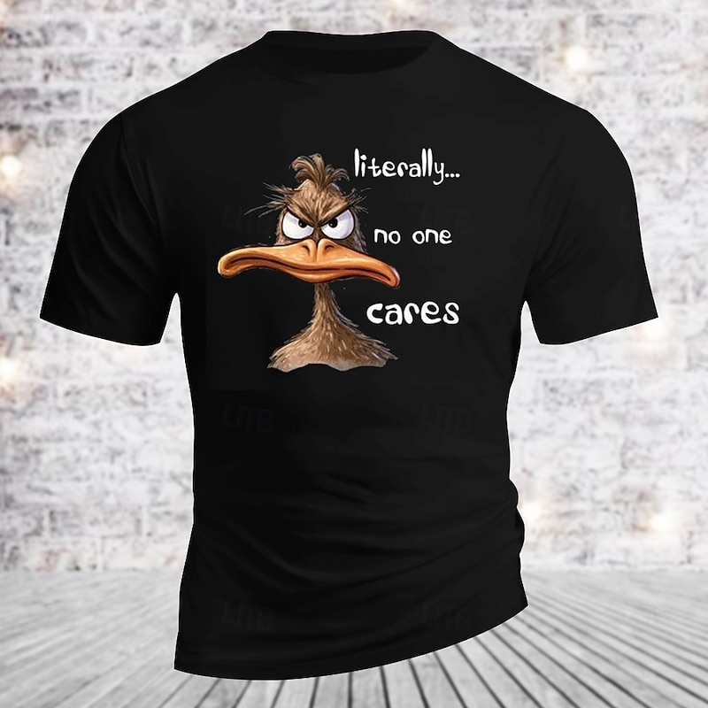 Men's Animal Letter Printed Funny Duck T Shirt Tee Top 100% Cotton Short Sleeve Graphic Shirt Black White Army Green Comfortable Tee Street Sports Outdoor Fashion Designer Clothing