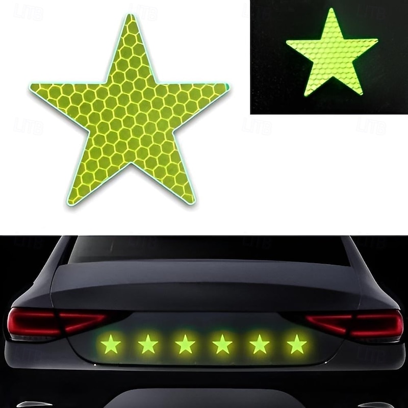 50pcs High Intensity Grade Reflective Safety Warning Tapes Stickers Self-Adhesive For Car Truck Motorcycle Boat Bike Trailer Camper Balance car Helmet Fence Bags Outdoor Star shape4
