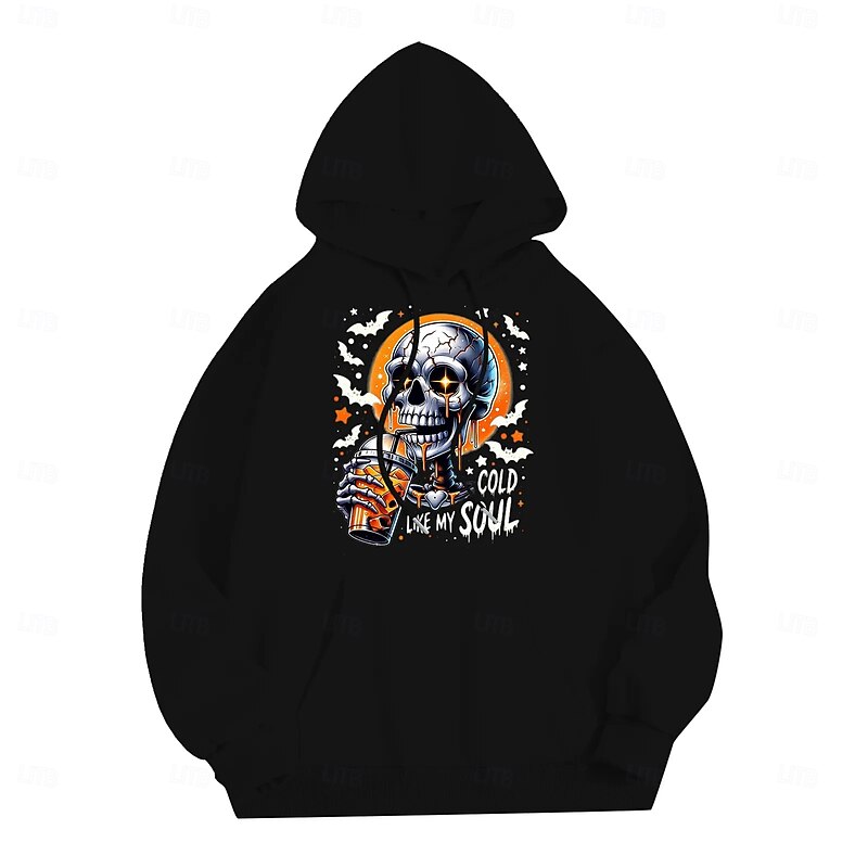 Halloween Skeleton Skull Hoodie Pullover Print Front Pocket Graphic For Couple's Men's Women's Adults' Halloween Carnival Masquerade Hot Stamping Party Casual Daily4
