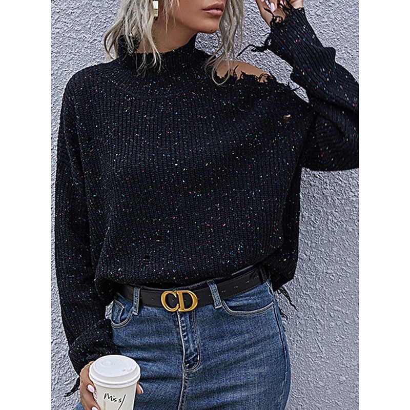 Women's Sweater Pullover Sweater Jumper Casual Sweater Casual Soft Solid Color Ribbed V Neck Knitted Long Sleeve Regular Tops Knit Outdoor Daily Weekend Wine Red Black Fall Winter4