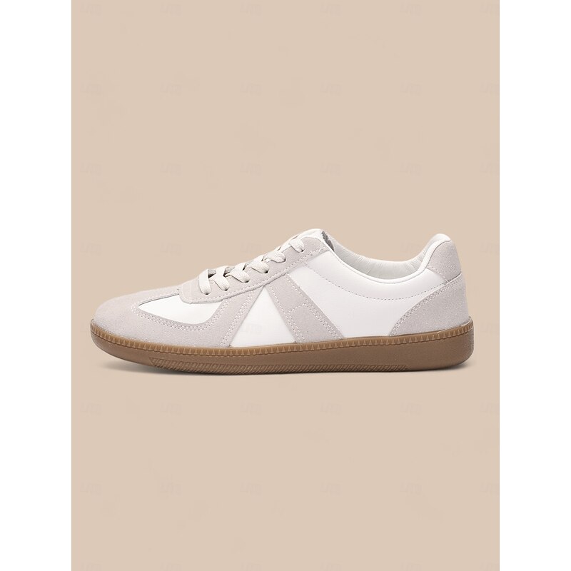 Women's Retro White Suede and Leather Sneakers - Casual Gym Shoes for Everyday Comfort4
