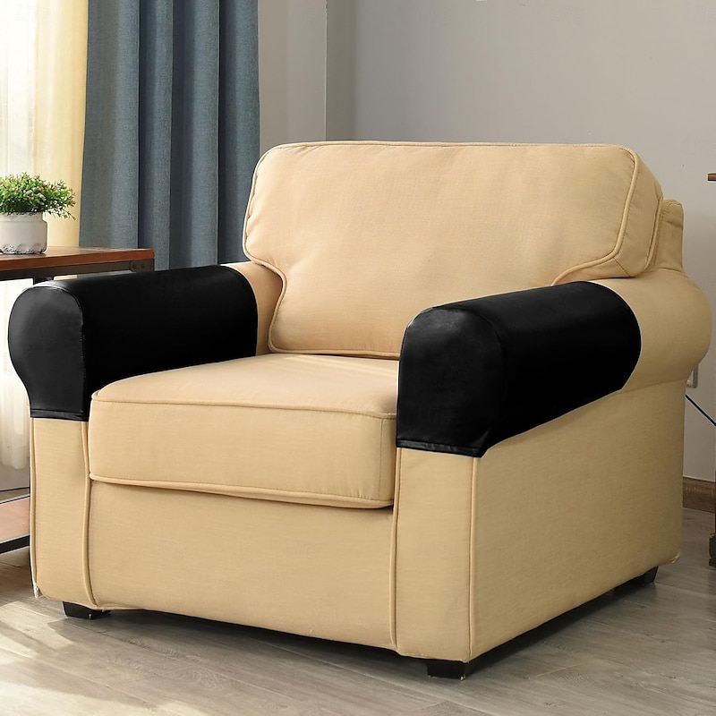 Sofa Armrest Cover Ultra Thick and Soft PU Leather Stretch Sofa Arm Cover for Recliners Sofas Chairs Loveseats Elastic Waterproof Furniture Armrest Protector for Couch4