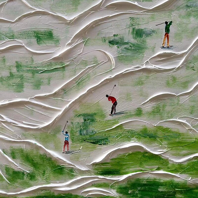Mintura Handmade Abstract 3D Grass Golf Oil Paintings On Canvas Modern Wall Art Room Decoration Picture For Home Decor Rolled Frameless Unstretched Painting3