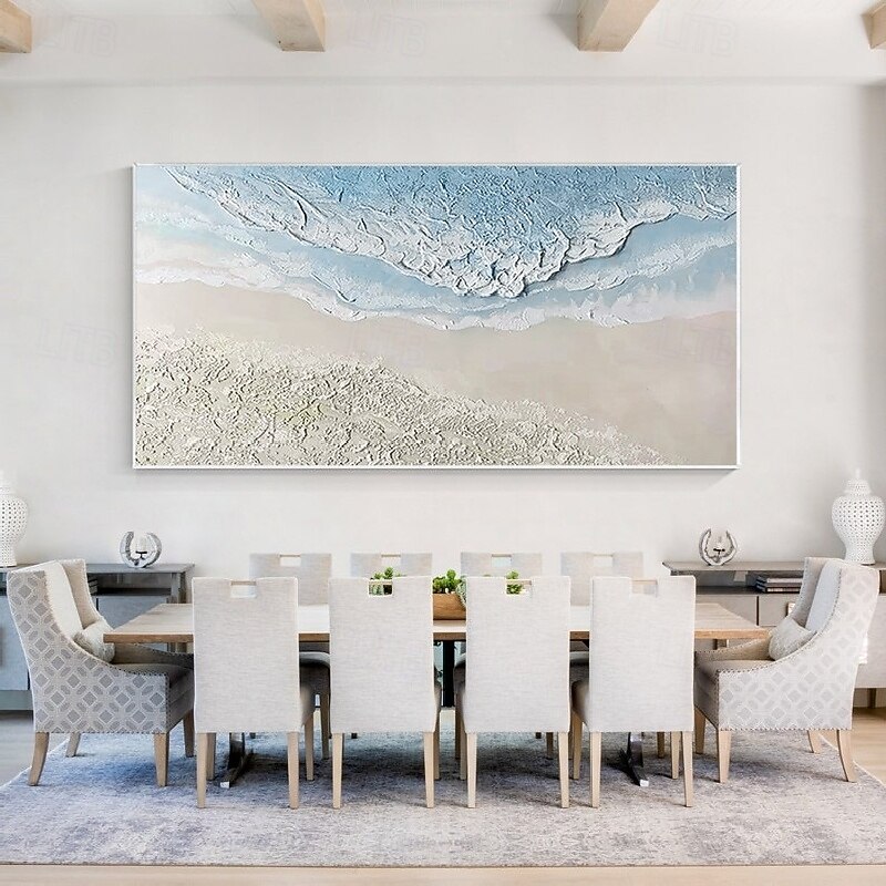 Oil painting handmade 3D Ocean Wave Oil Painting handmade pattle knife 3d Beach Painting Handpainted Landscape wave Painting Seascape wave oil painting for living room bedroom Home Decortion best Gift