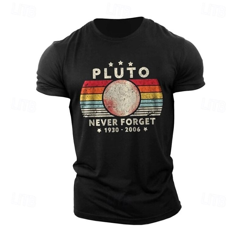 Men's Graphic Tee: Pluto Never Forget 1930-2006 Astronomy & Space Lifestyle Short Sleeve T-Shirt