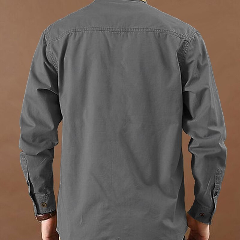 Men's Cross Work Shirt Western Shirt Cargo Shirt Long Sleeve Casual Tactical Sports & Outdoor Going out Winter Spring &  Fall Turndown Print Black Army Green Blue Gray2