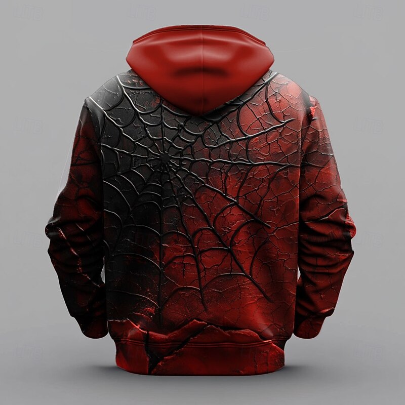 Halloween Men's Spider Hoodie Hoodies Sweatshirt Fashion Cool Long Sleeve Hooded Vacation Halloween Red Pocket 3D Print Fall Winter Designer3