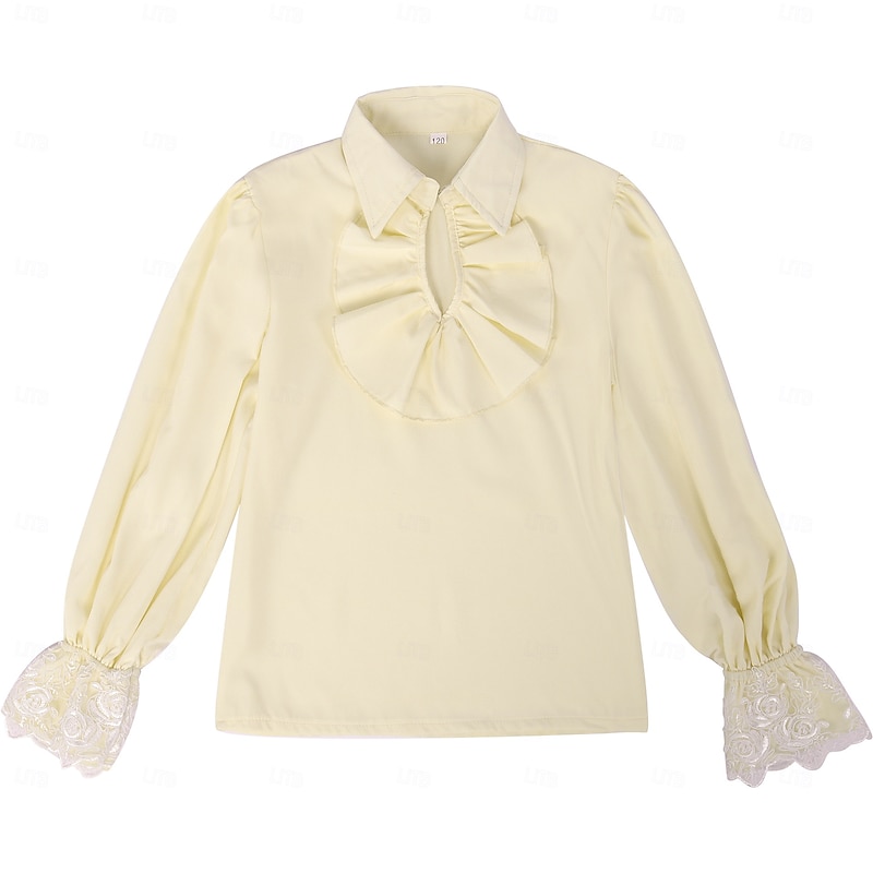 Medieval Renaissance 17th Century Blouse / Shirt Warrior Ranger Solid Color Fancy Dress Boys' Pirate Fantasy Royal Halloween Carnival Masquerade Performance Renaissance Fair LARP Kid's Shirt