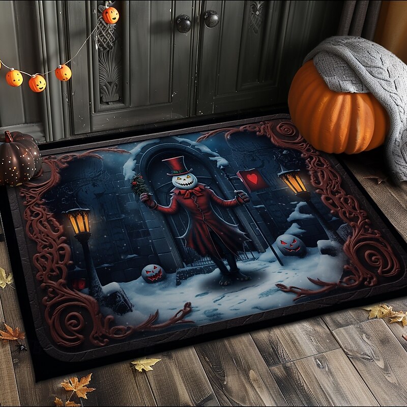 Halloween Doormat Jack Skeleton Pumpkin Kitchen Mat Floor Mat Non-Slip Area Rug Oil Proof Rug Indoor Outdoor Mat Bedroom Decor Bathroom Mat Entrance Rug3