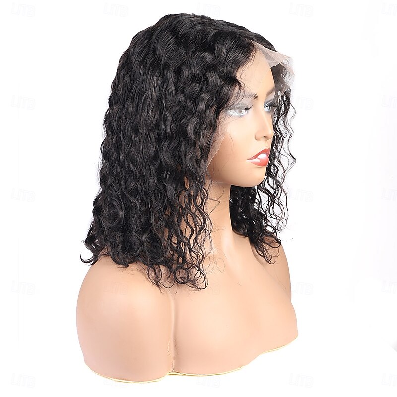 Human Hair 13*4 Short BOBO Lace Wig Water Wave Human Hair 150% Density2