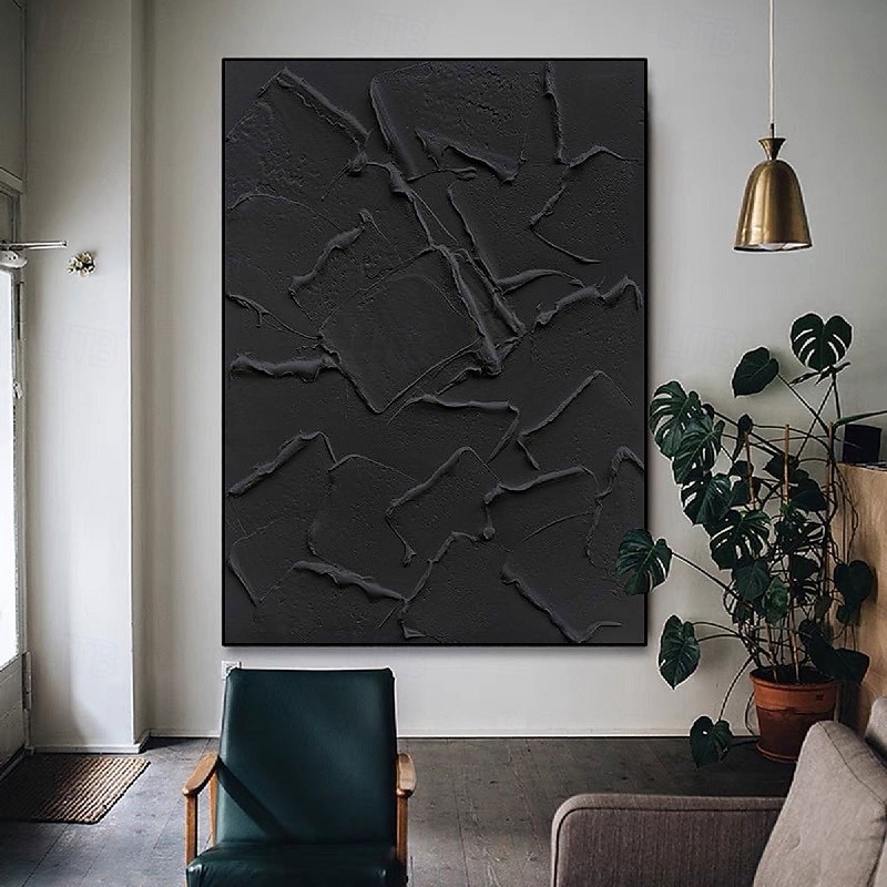 Abstract 3D black oil painting handmade Wabi sabi oil painting handmade Wall Art 3D Abstract Painting on Canvas Beige Texture OIL PAINTING Wall Art Neutral Abstract Wall Art Boho Wal Decor4