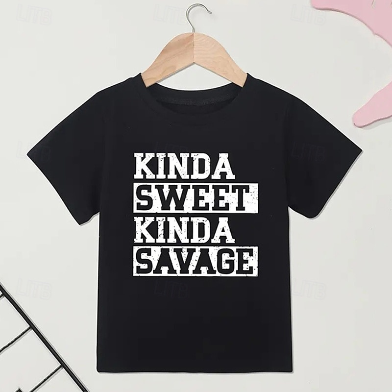 100% Cotton Kids Girls' Black Letters T shirt Tee Crew Neck Short Sleeve Outdoor Daily Vacation Classic Casual Print Summer2