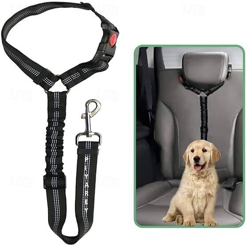 Dog Seat Belt for Cars Adjustable, Elastic Bungee, Strong Car Dog Harness, 360° Swivel Attach, Durable Dog Car Seat Belt