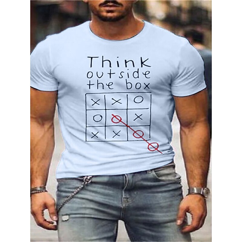 Men's Tic Tac Toe Winning Game Graphic T-Shirt Casual Lifestyle Short Sleeve Top2