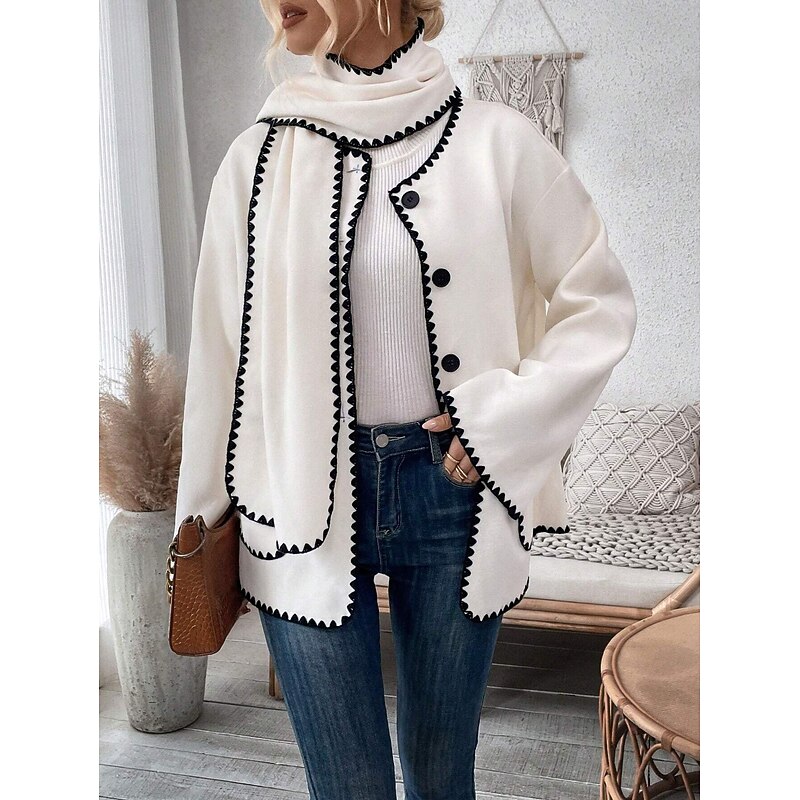 Women's Blouse Stylish Modern Long Sleeve Regular Tops Work Daily White Spring Fall Winter3
