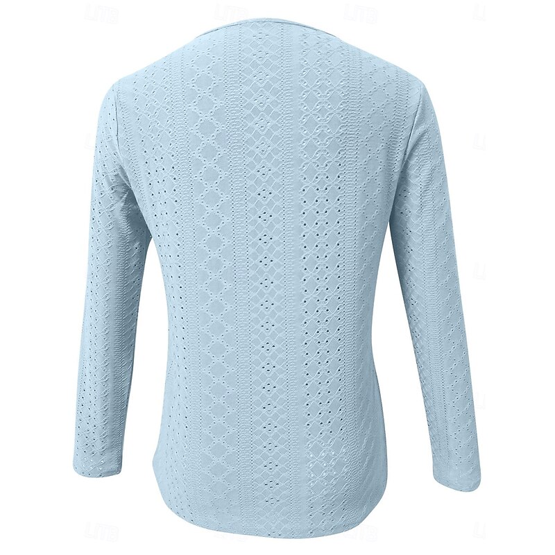 Women's Blouse Stylish Long Sleeve Regular Tops Crew Neck Daily Royal Blue Blue Purple Green Spring Fall3