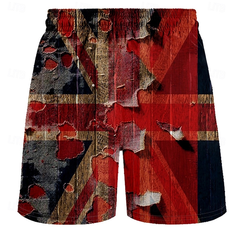 Men's Color Block Optical Illusion Sweat Shorts Beach Shorts Terry Shorts Mid Waist Vintage Casual Daily Holiday Streetwear Drawstring Elastic Waist 3D Print Designer Clothing Apparel2