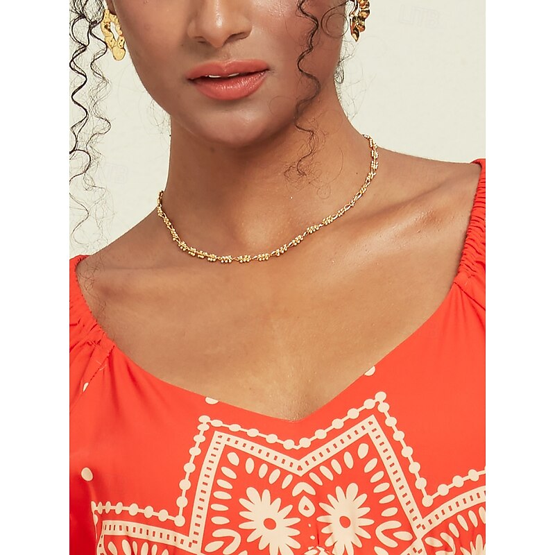 Gold Plated Copper Flower Choker Necklace - Delicate Adjustable Chain for Women3