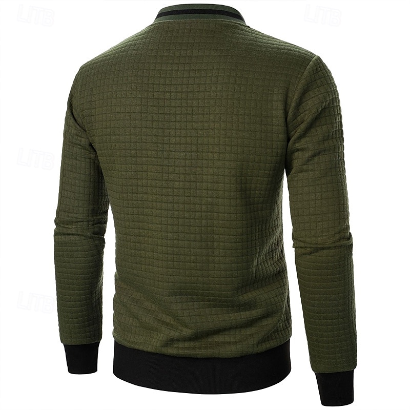 Men's Lightweight Jacket Waffle Jacket Summer Jacket Transition Jacket Vacation Daily Pocket Spring &  Fall Plain Fashion Classic Standing Collar Regular Black White Wine Navy Blue Khaki Jacket3