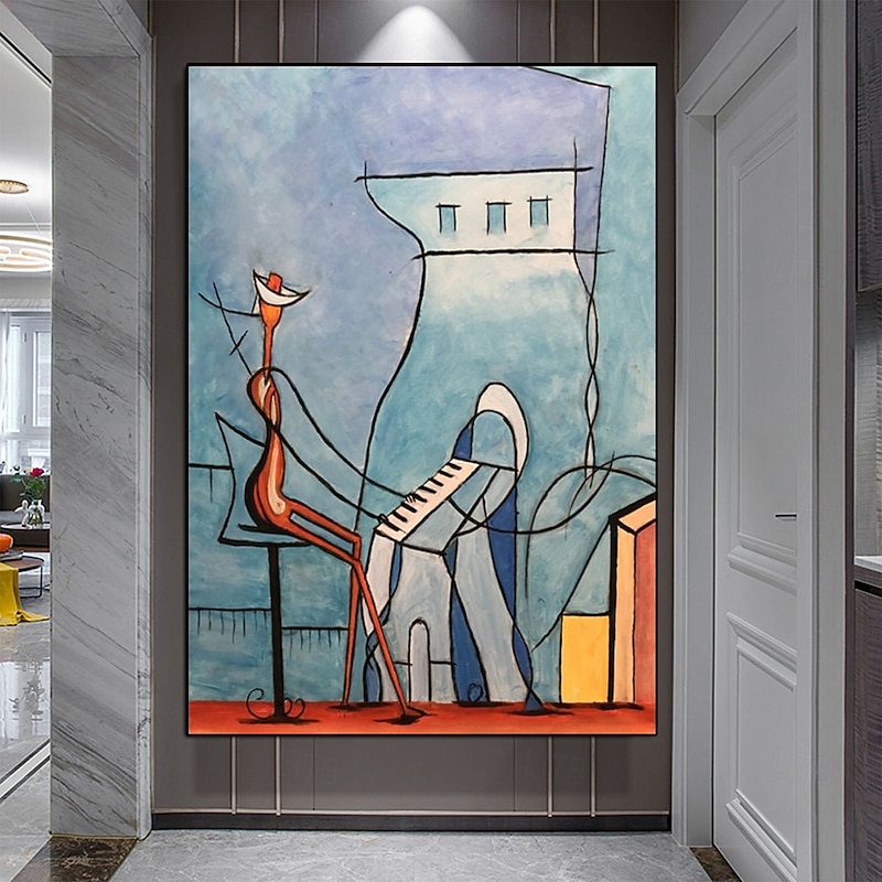 Handmade Abstract Piano Oil Painting large Music Room Art painting Modern Oil Painting of Abstract Figure - Pet portrait Dog portrait oil painting for  living room bedroom home decor4