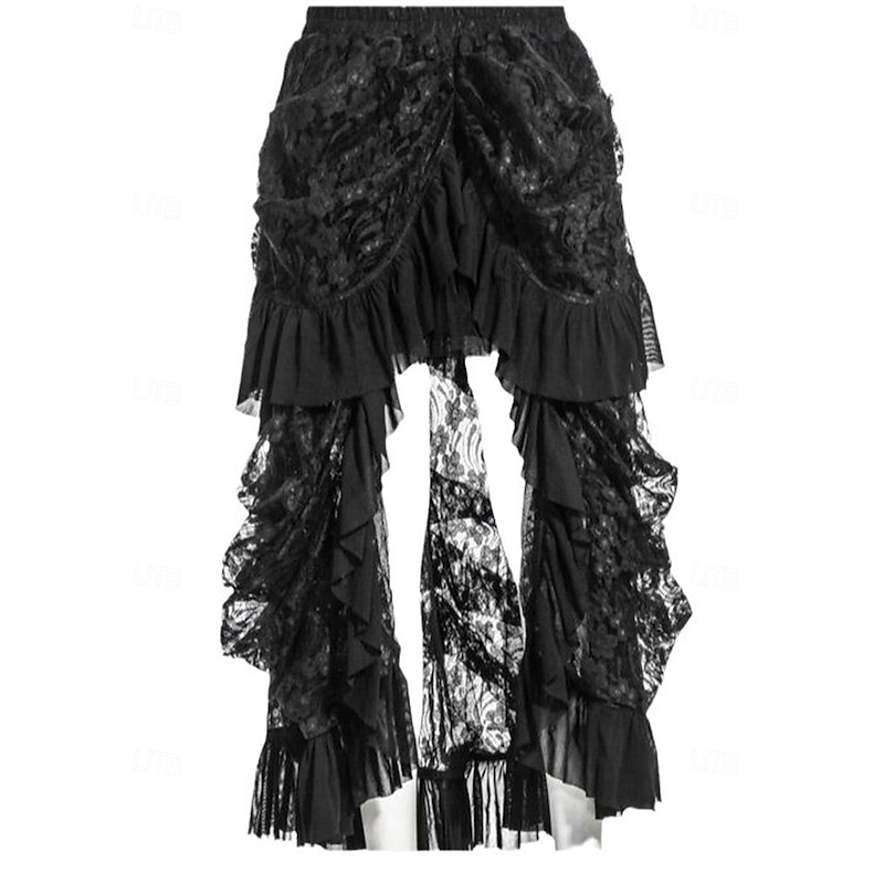 Punk & Gothic Steampunk Skirt Lace Solid Color Fancy Dress Women's Fantasy Steampunk Halloween Carnival Party / Evening Adults' Skirt3