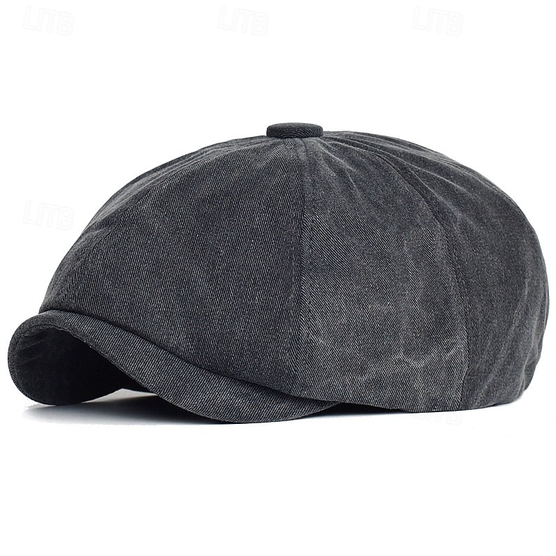 Men's Flat Cap Ascot Hat Newsboy Hat Black khaki Cotton Fashion Casual Street Daily Plain Adjustable Sunscreen Breathable3