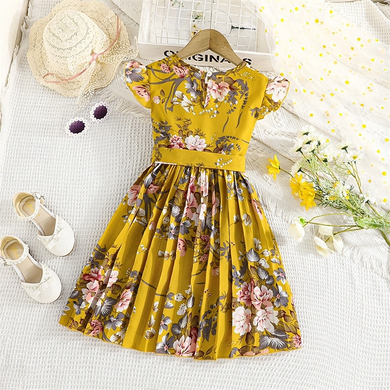 Easter Girls' 3D Flower Dress Sleeveless Summer Vacation Daily Holiday Princess Beautiful Sweet Kids 4-12 Years Casual Dress A Line Dress Midi Regular Fit2