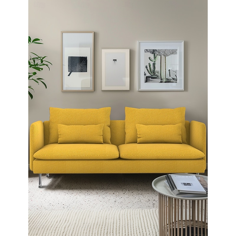 3-Seat Sofa Cover with Fine Linen Armrests Slipcovers Solid Color  SODERcover LITB PRIME cover4