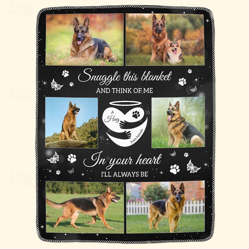 Customized Blanket Personalized Gifts Snuggle This Blanket And Think Of Me Memorial Pet Personalized Photo Blanket Keepsake Remembrance Gift Cozy Fabric Custom Design Easy to Clean and Maintain2