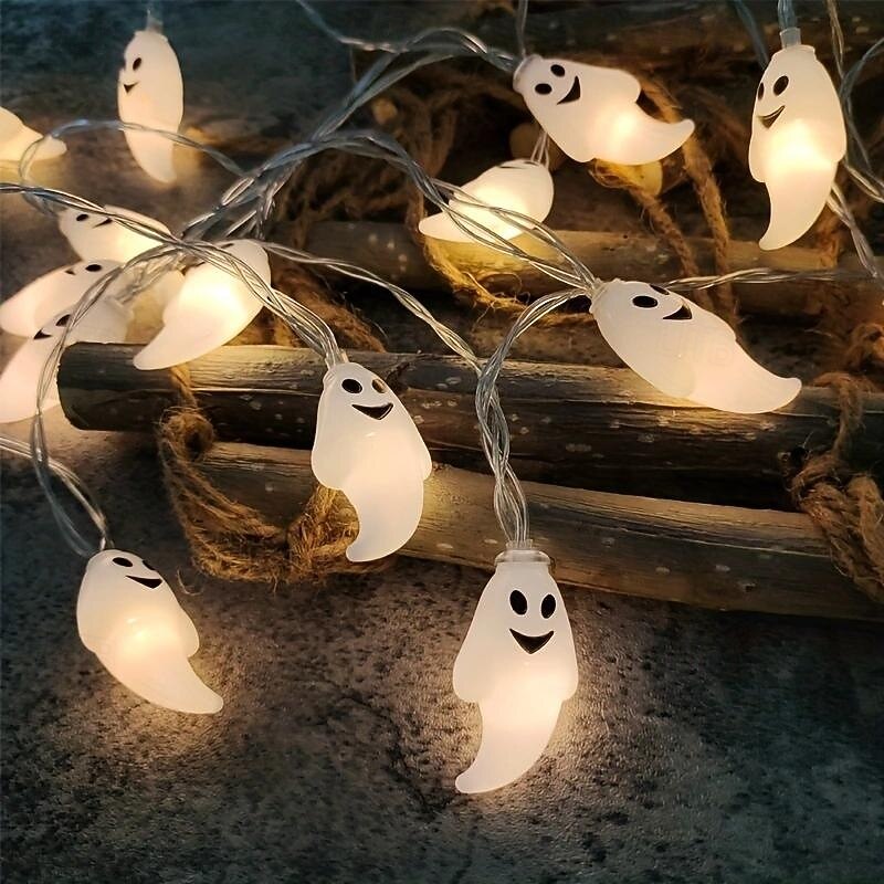 1 Pc 1.5M-10 Leds Halloween Lighted ghost light string indoor and outdoor bedroom restaurant Halloween eerie atmosphere decoration light festival atmosphere light4