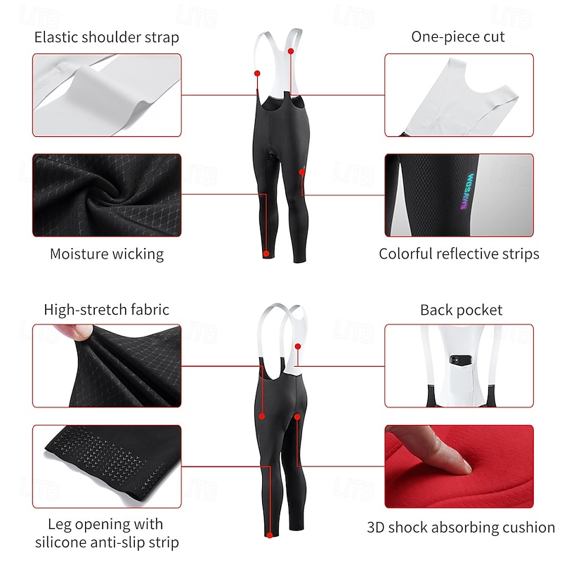 WOSAWE Spring/Summer Men's Bicycle Cycling Bib TrousersOne-piece cropped high elastic sponge saddle back trousers BE1952