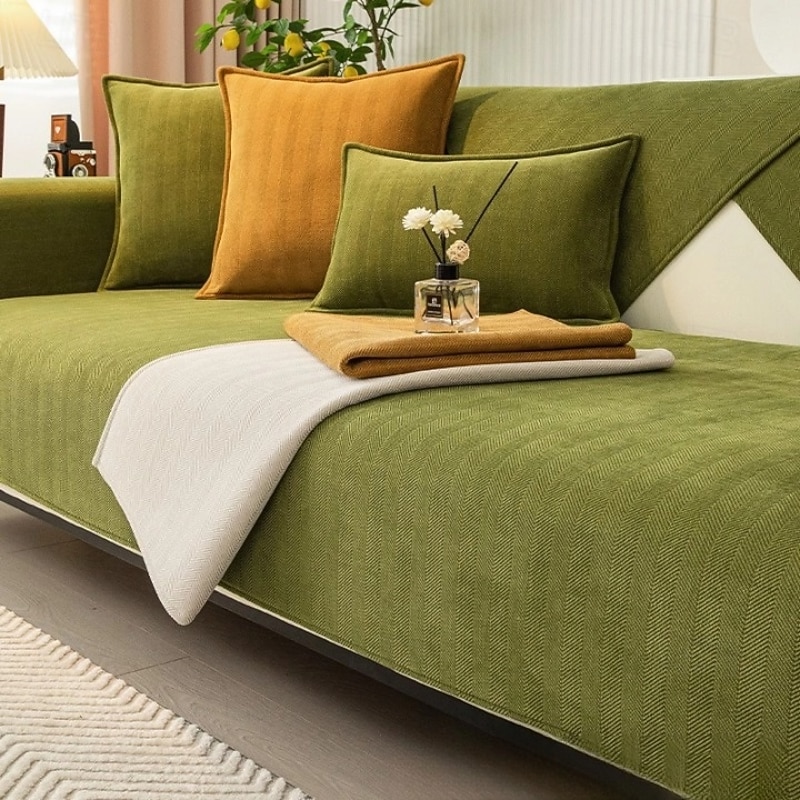 Herringbone Chenille Fabric Waterproof & Antifouling Sofa Covers - Elegant and Durable Design - Protects Against Spills, Stains, and Scratches4