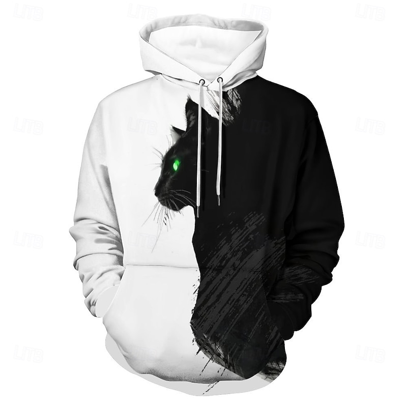 Men's Hoodie Hoodies Sweatshirt Fashion Daily Long Sleeve Hooded Vacation Streetwear Black Printing Winter Spring &  Fall Designer