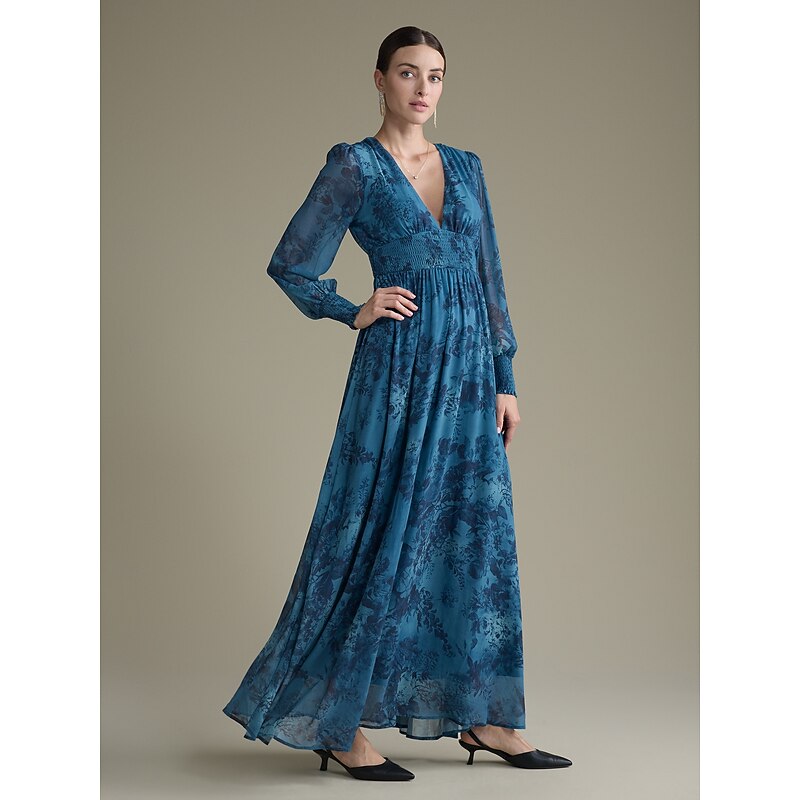 Elegant Floral Chiffon Maxi Wedding Dress