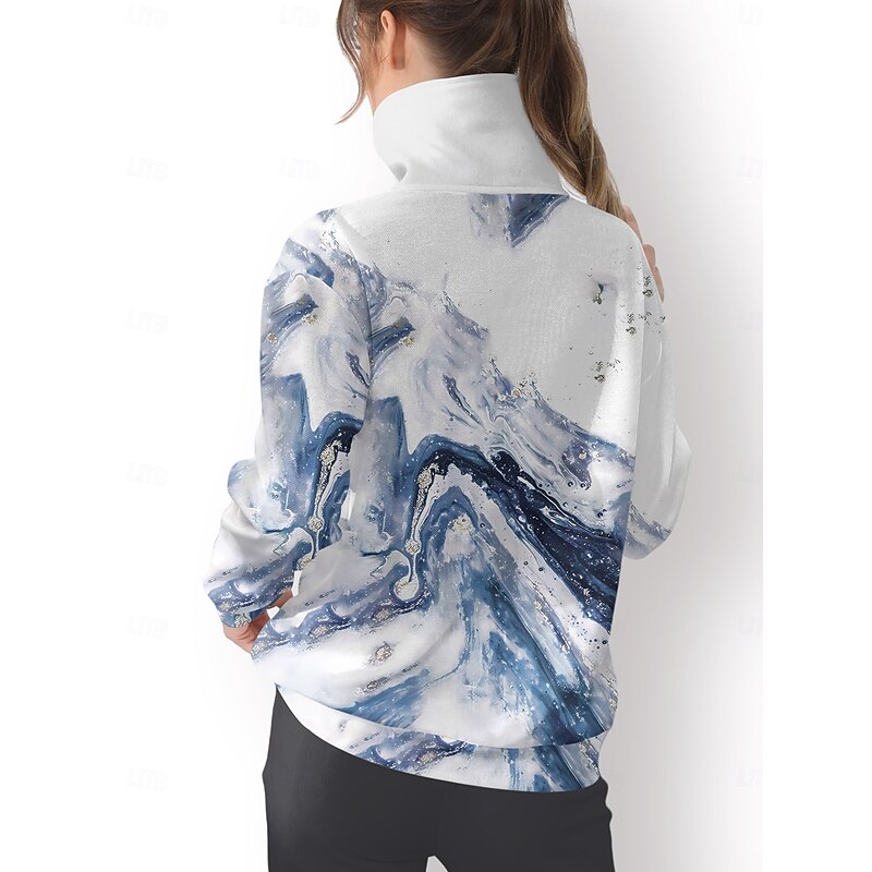 Women's Golf Pullover Sweatshirt Blue Long Sleeve Top Fall Winter Ladies Golf Attire Clothes Outfits Wear Apparel4