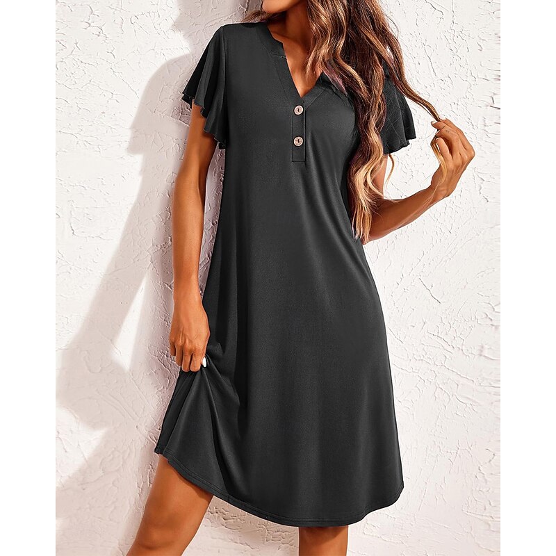 Women's Pajamas Nightgown Pure Color Fashion Casual Comfort Home Daily Bed Modal Comfort Breathable V Wire Short Sleeve Button Summer Spring Home Outfits4