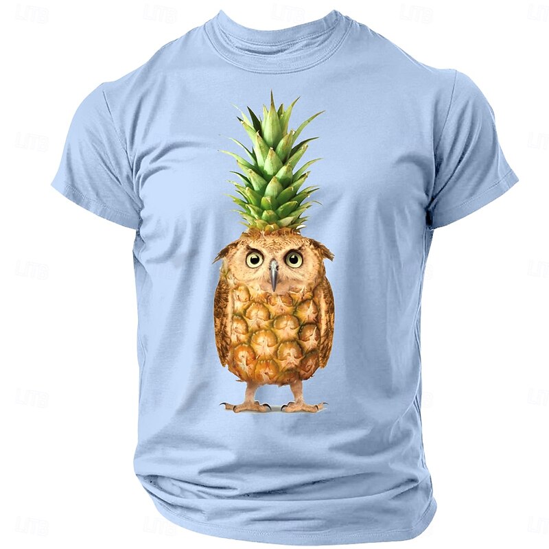 Men's Funny Owl Pineapple Hybrid Graphic Short Sleeve T-Shirt2