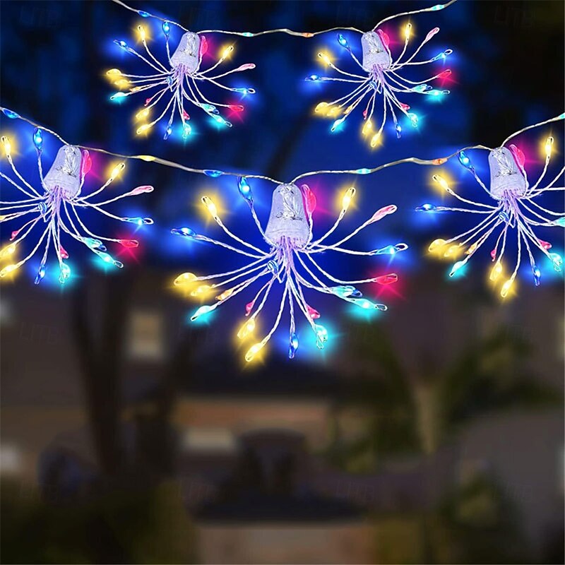 200LED Decorative Fireworks Light Dandelion Explosion Star Light String Design Copper Wire Light String Curtain Light Optional Solar Energy  Battery Box  USB 1PC2